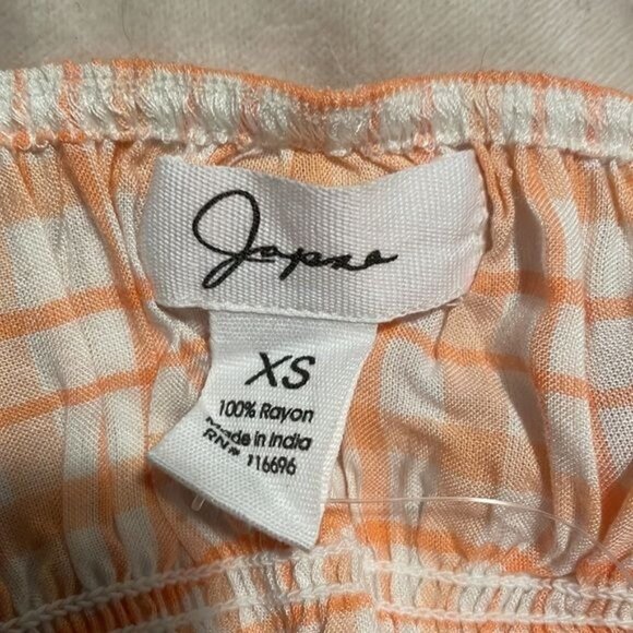 Japna Crop Top Elastic Midriff NWT Orange Plaid Womens XS - Picture 3 of 4